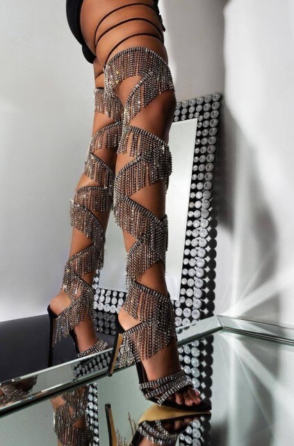 Diamond Cascade Lace-Up Heels 1 Diamond Cascade Lace-Up Heels
