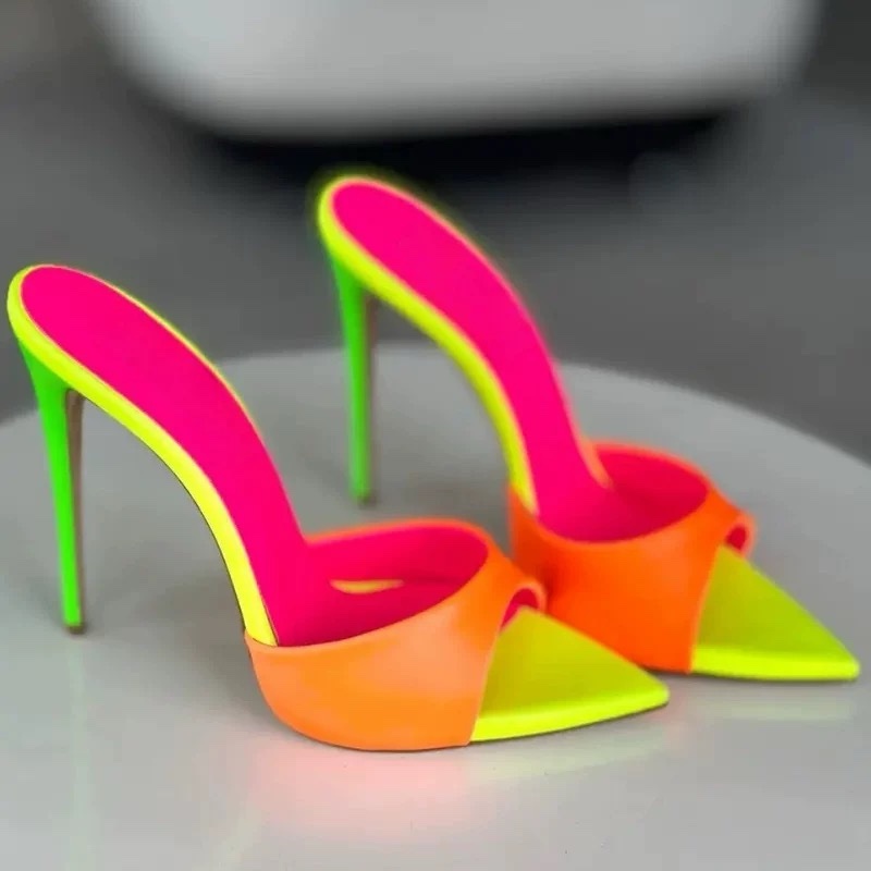 Neon Pulse Stiletto Mules