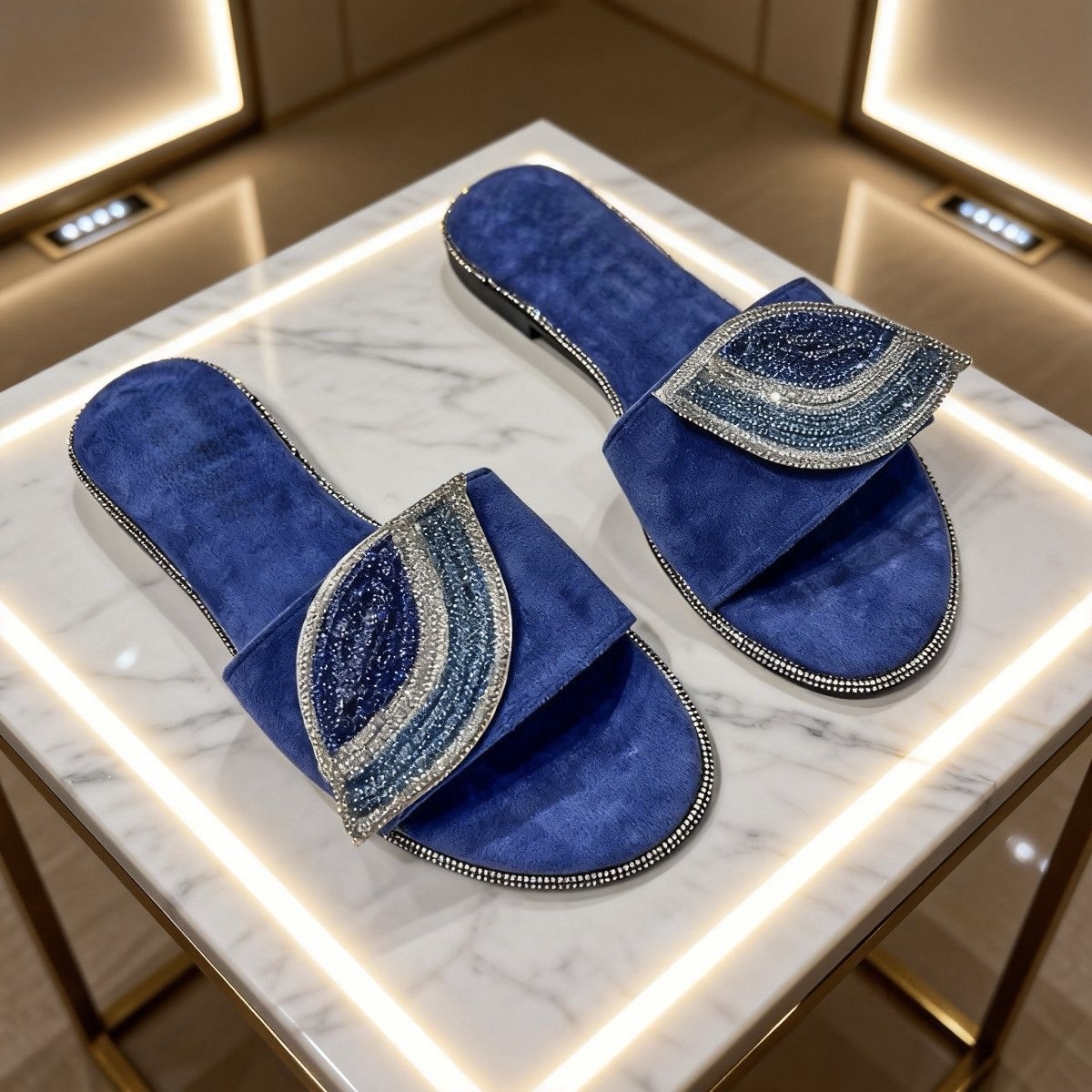 Crystal Eclipse Slide Sandals