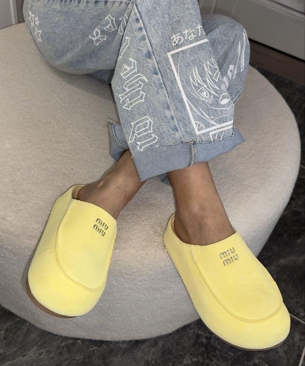 Home EN 3 Logo-Inspired Pastel Yellow Slip-On Mules