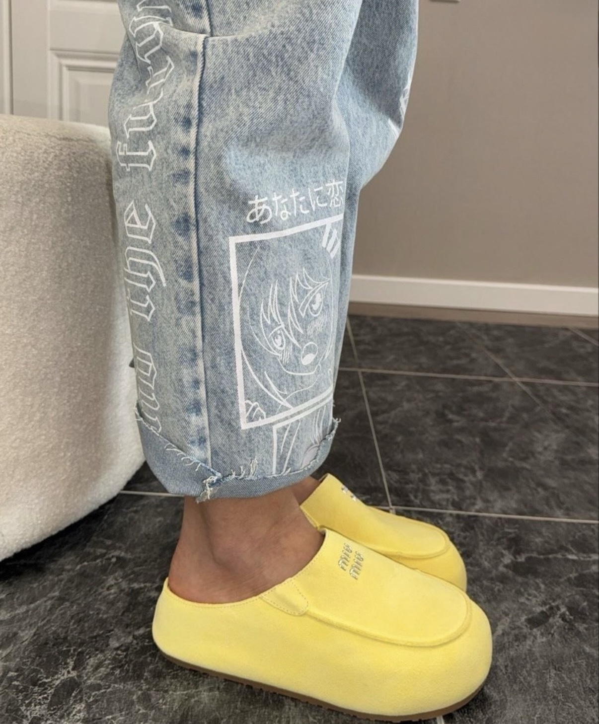 Logo-Inspired Pastel Yellow Slip-On Mules 2 Logo-Inspired Pastel Yellow Slip-On Mules - Image 2