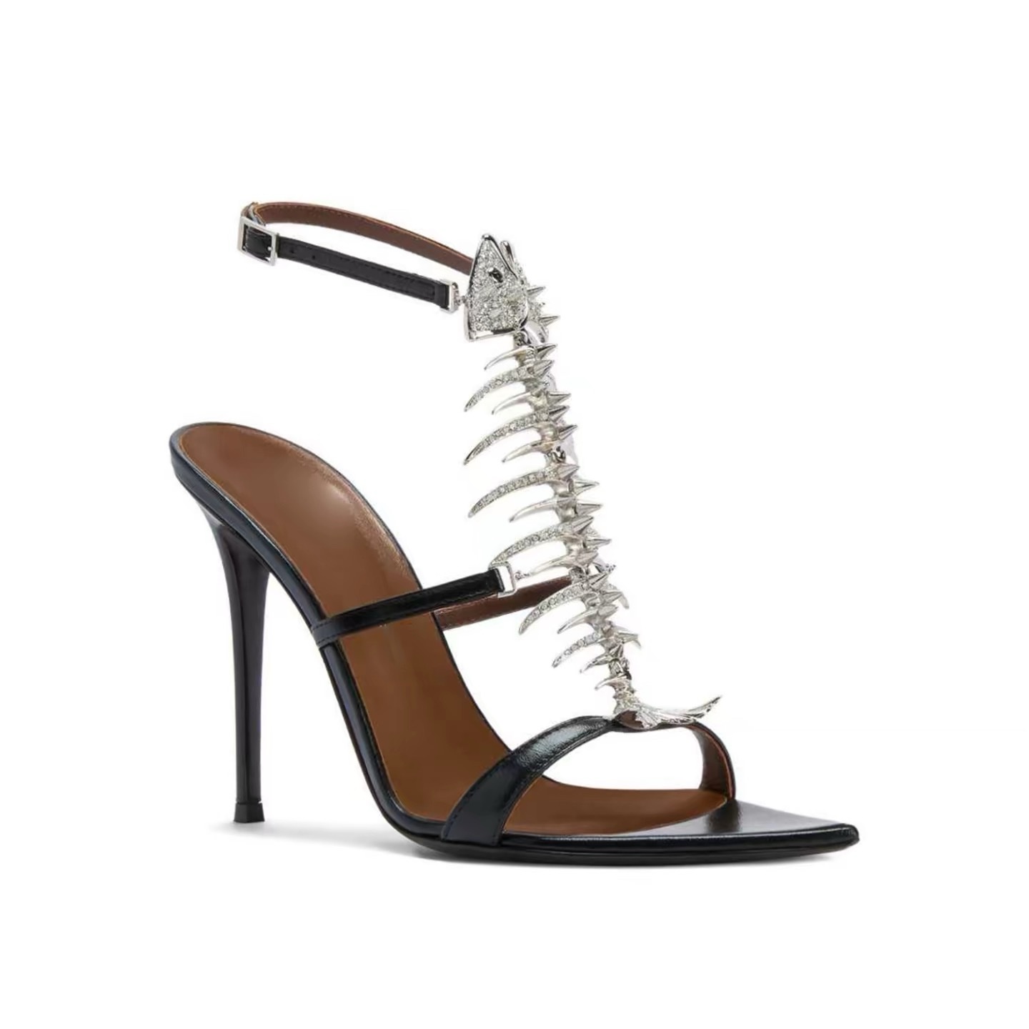Crystal Fishbone Slingback Stiletto Pumps