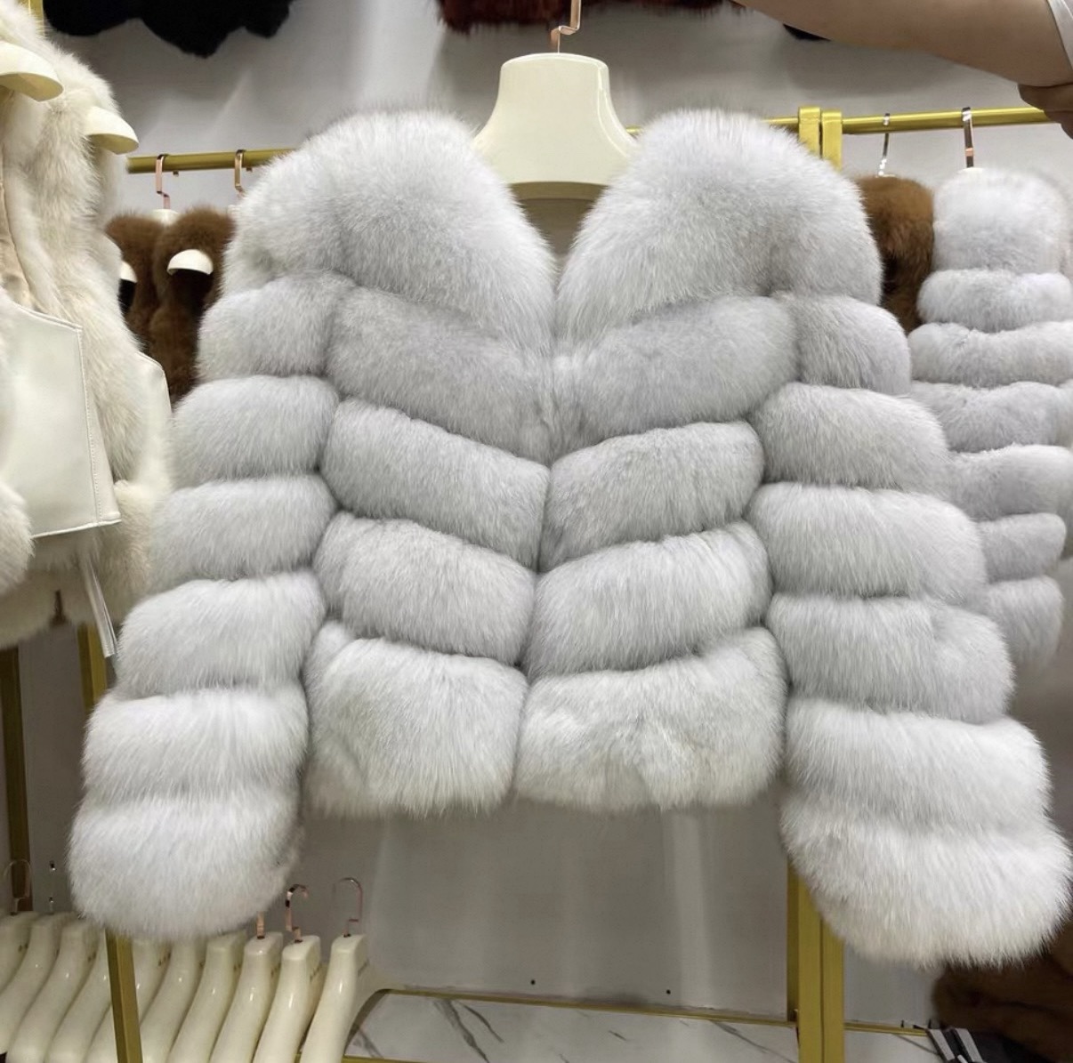 Ice Pearl Fox Fur Coat