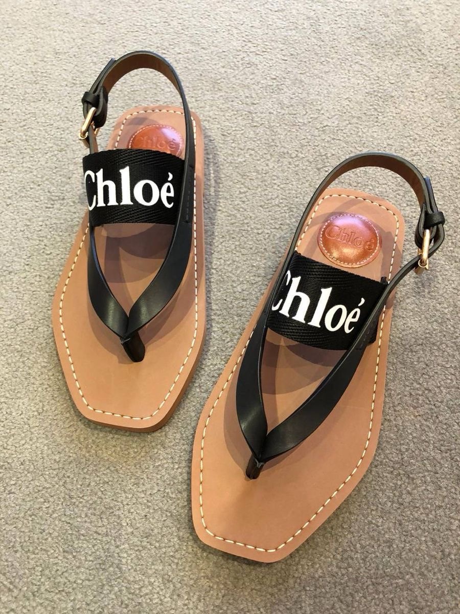 Logo Thong Sandals In Black