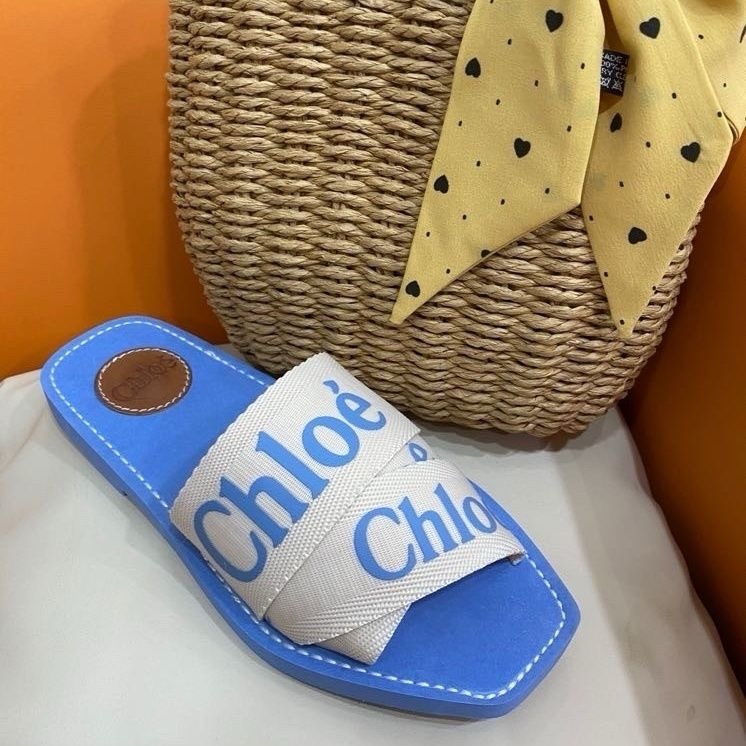 Logo Cross-Strap Slides In Blue Sky