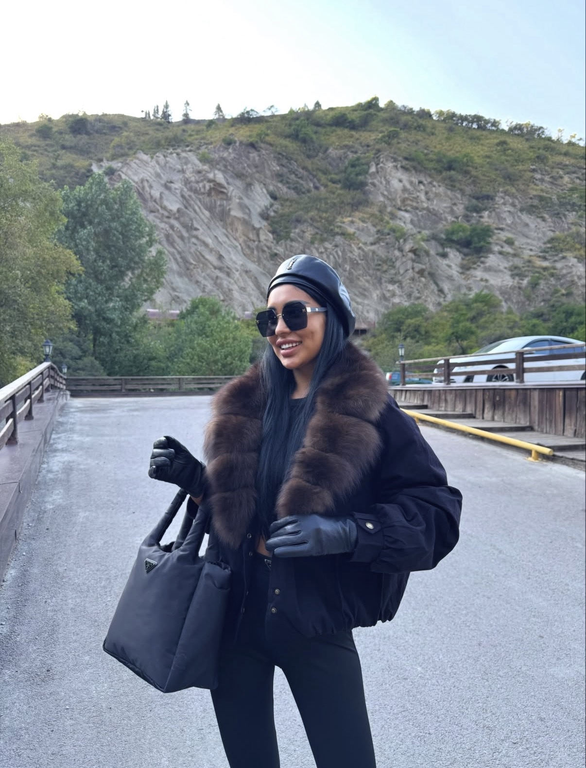 Luxe Dark Chocolate Fur-Trimmed Jacket 2 Luxe Dark Chocolate Fur-Trimmed Jacket - Image 2