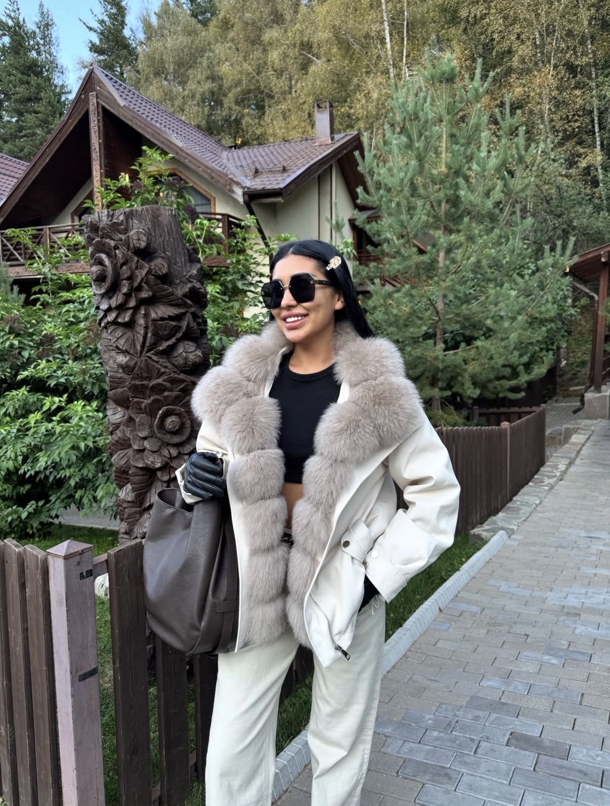 Ivory Luxe Jacket with Natural Artic Fox Fur